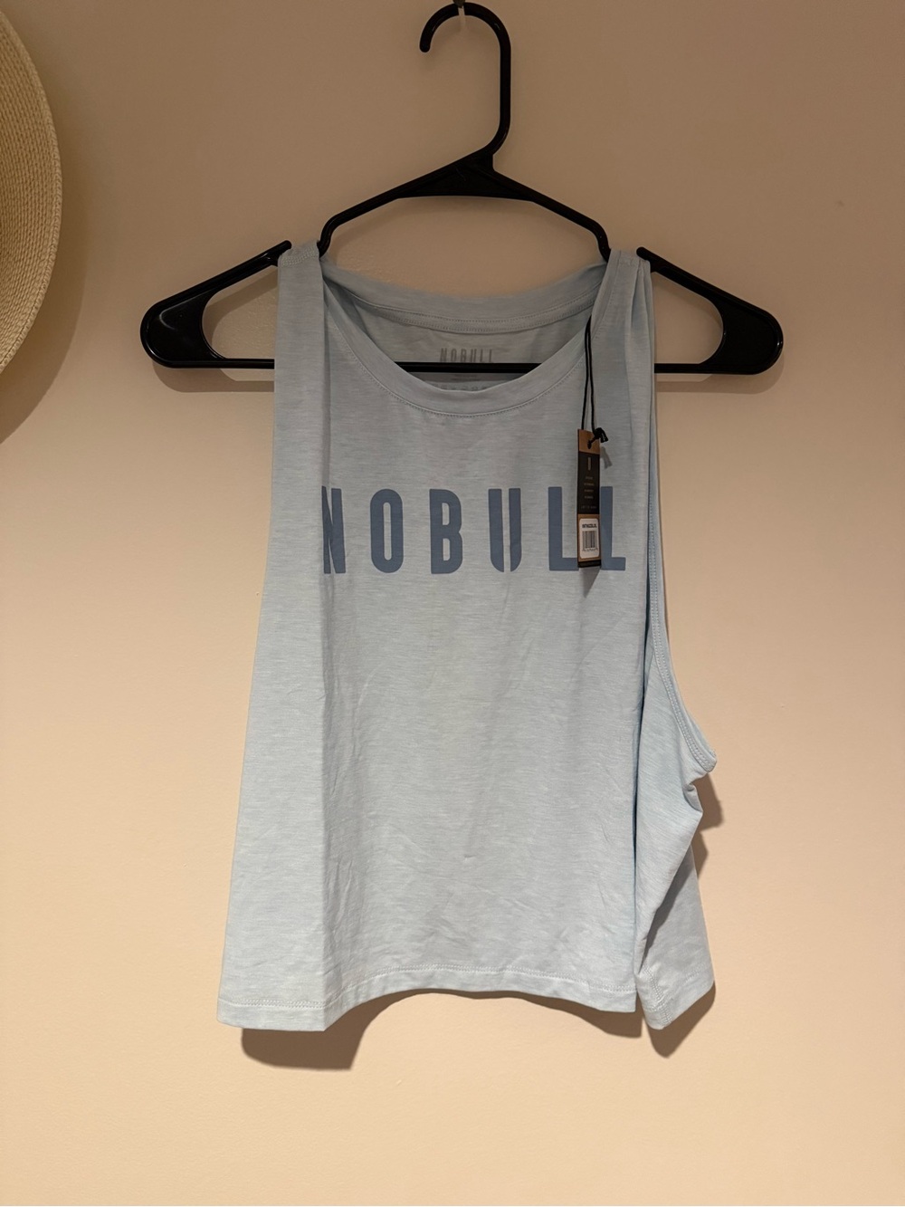 NOBULL Pale Blue Women's Graphic Tank with Navy Logo
